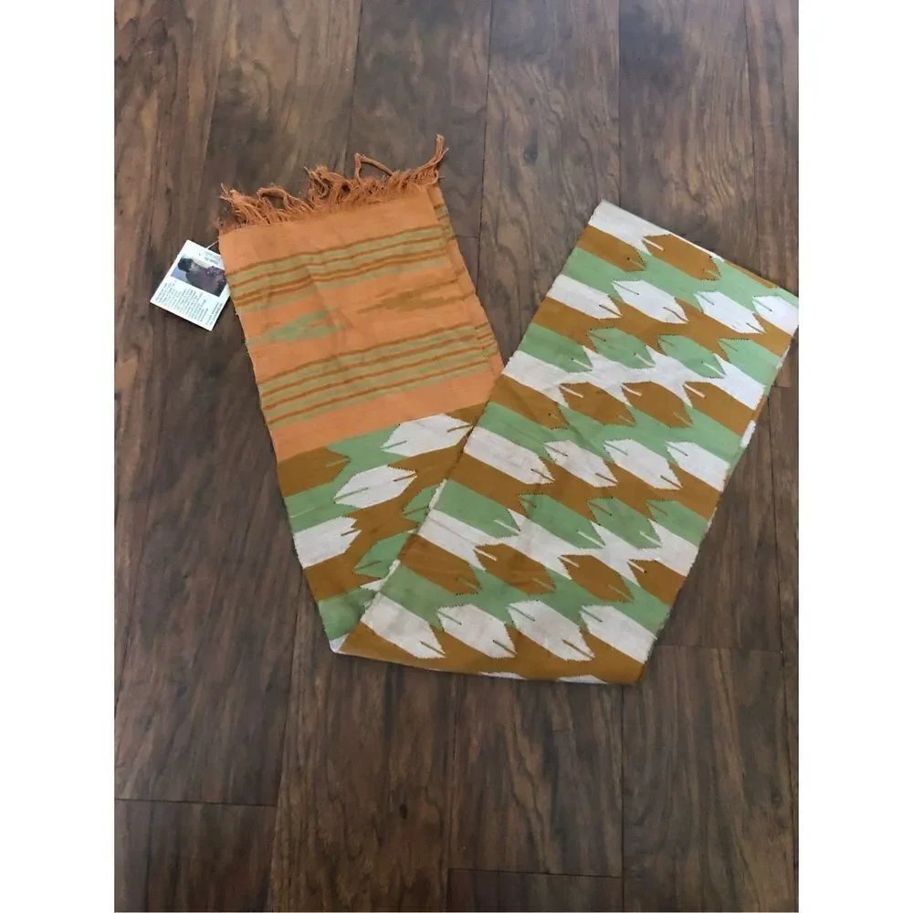 NWT brown green 100% silk shaw/wrap 8x62 handmade in Nepal